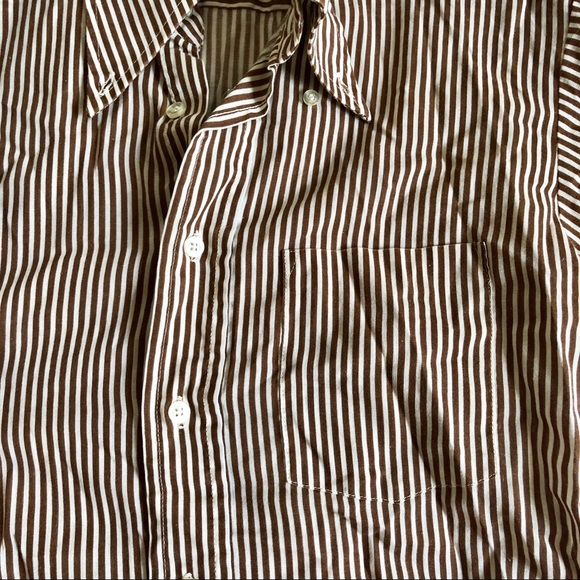Soft vintage short sleeved button up brown stripes - Picture 3 of 3